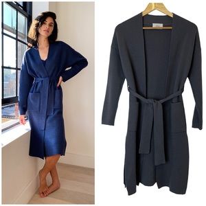 Aritzia Wilfred Belize Cardigan Long 100 Merino Wool Belted Dark Gray Size S